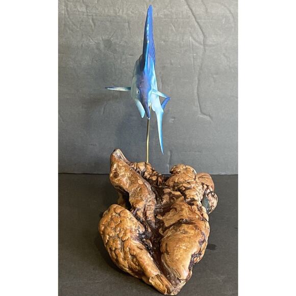 Vintage JOHN PERRY Blue Marlin Swordfish Jumping Out Water Sculpture